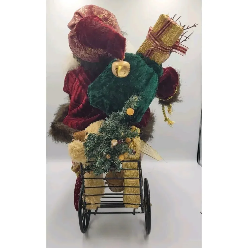 Vintage Large Porcelain Face Santa Claus Riding Tricycle Presents 16